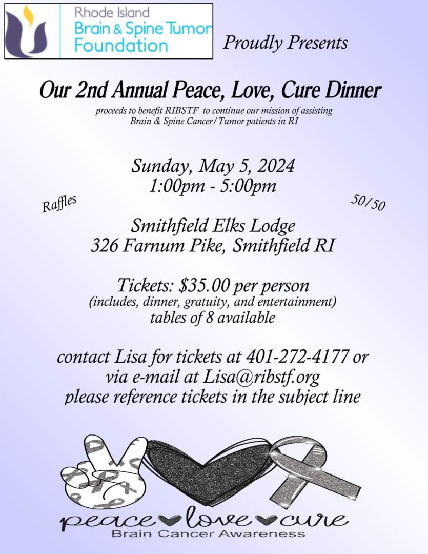 A poster of our 2nd annual peace love cure dinner